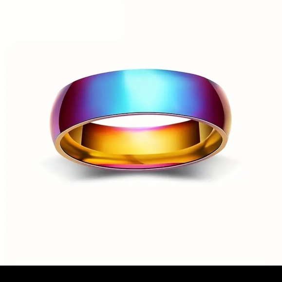 New stainless steel multi colored rainbow ring ask for your size - Picture 2 of 5